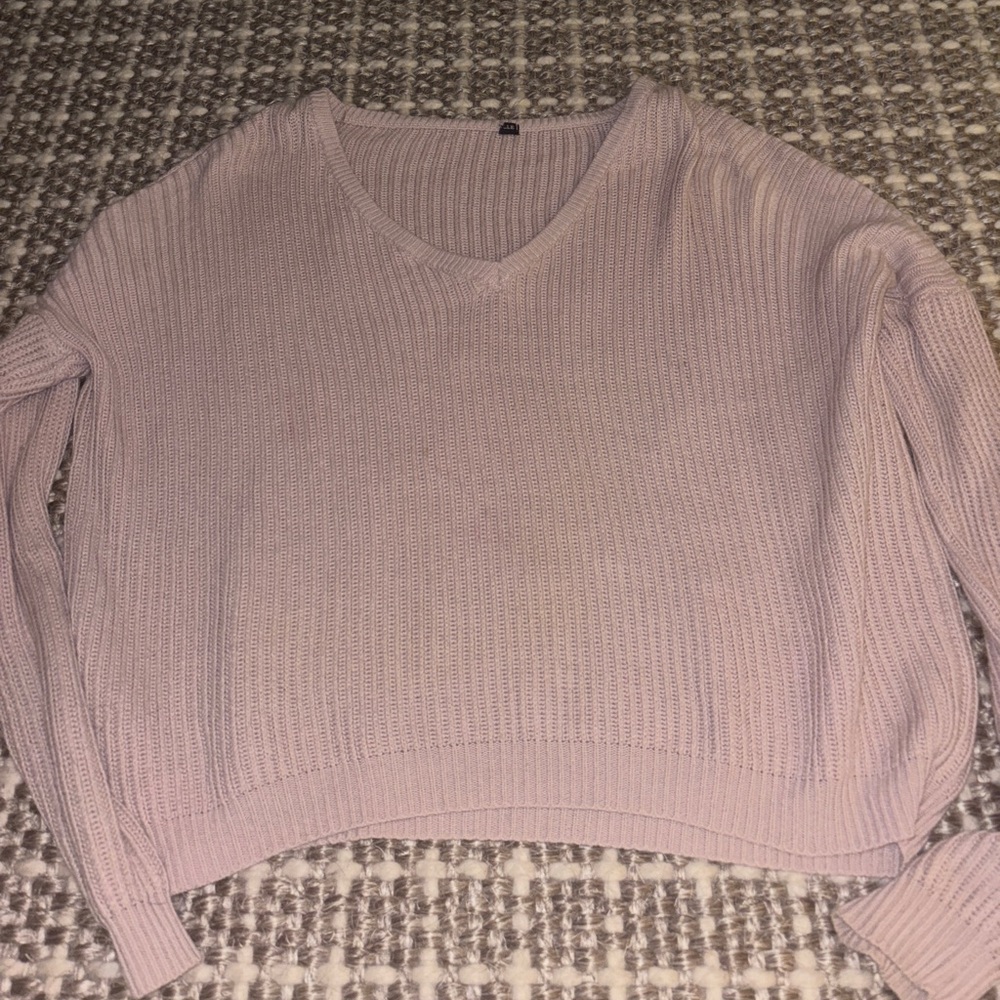 Brandy Melville Oversized Knit V Pink Sweater One Size